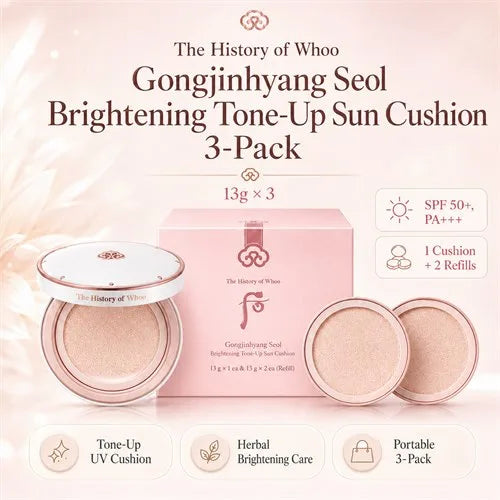 The History Of Whoo Radiant White Tone Up Sun Cushion Set