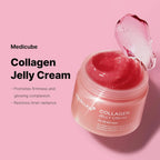 Jar of Medicube Collagen Jelly Cream on a pink background