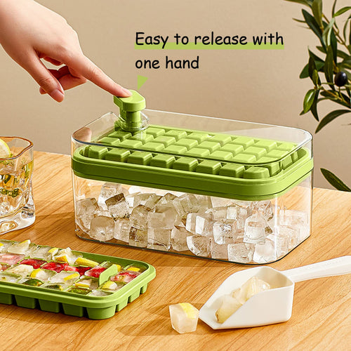 4 Pack Ice Cube Trays with Lid & Storage Bin