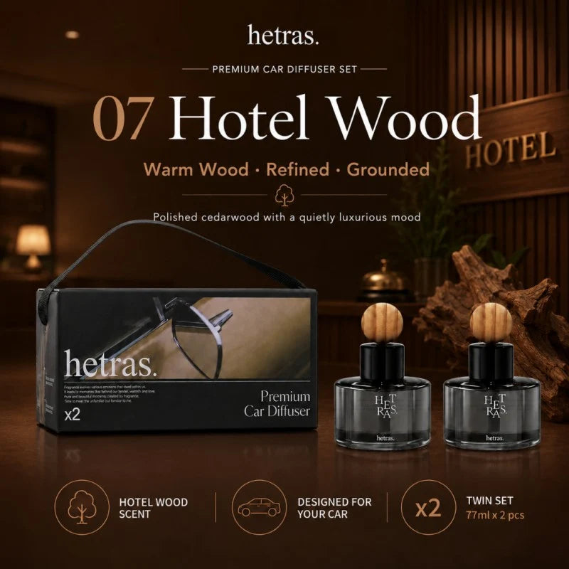 Hetras Premium Car Diffuser 77ml X2 (Hotel Wood)