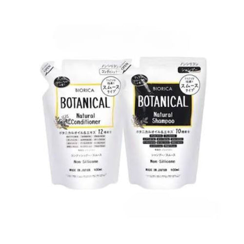 Two bottles of Biorica Botanical Natural Shampoo and Conditioner on a white background