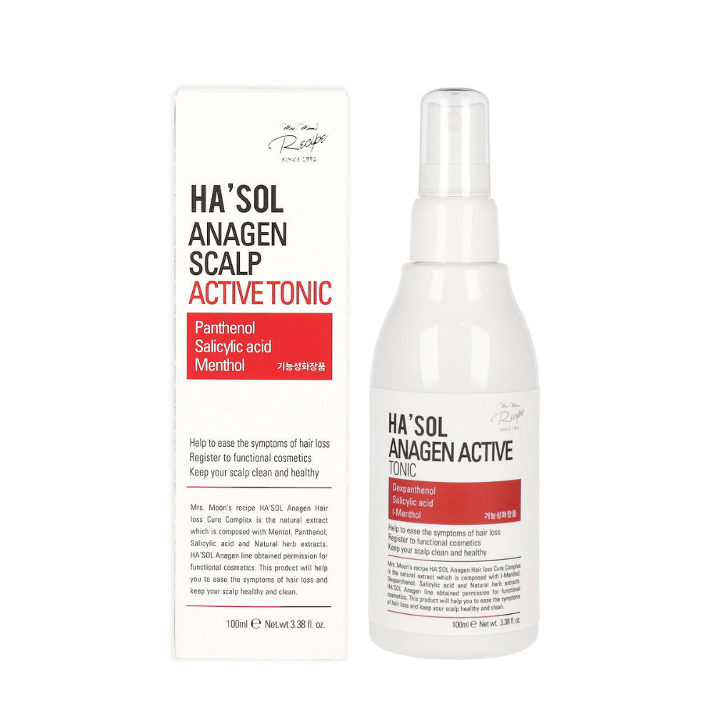 HA'SOL Anagen Scalp Active Tonic bottle and packaging on a white background