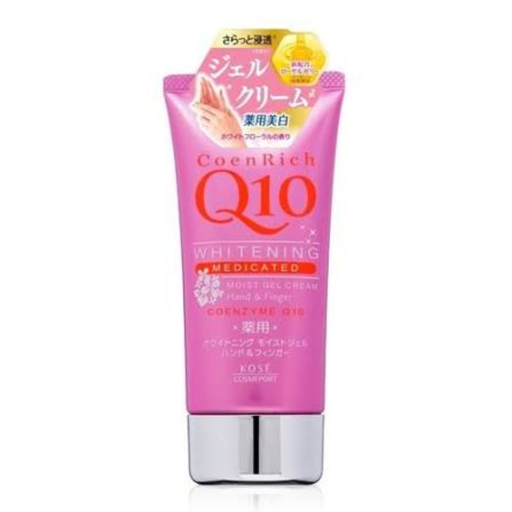 Pink skincare product with 'Coen Rich Q10' text on a white background
