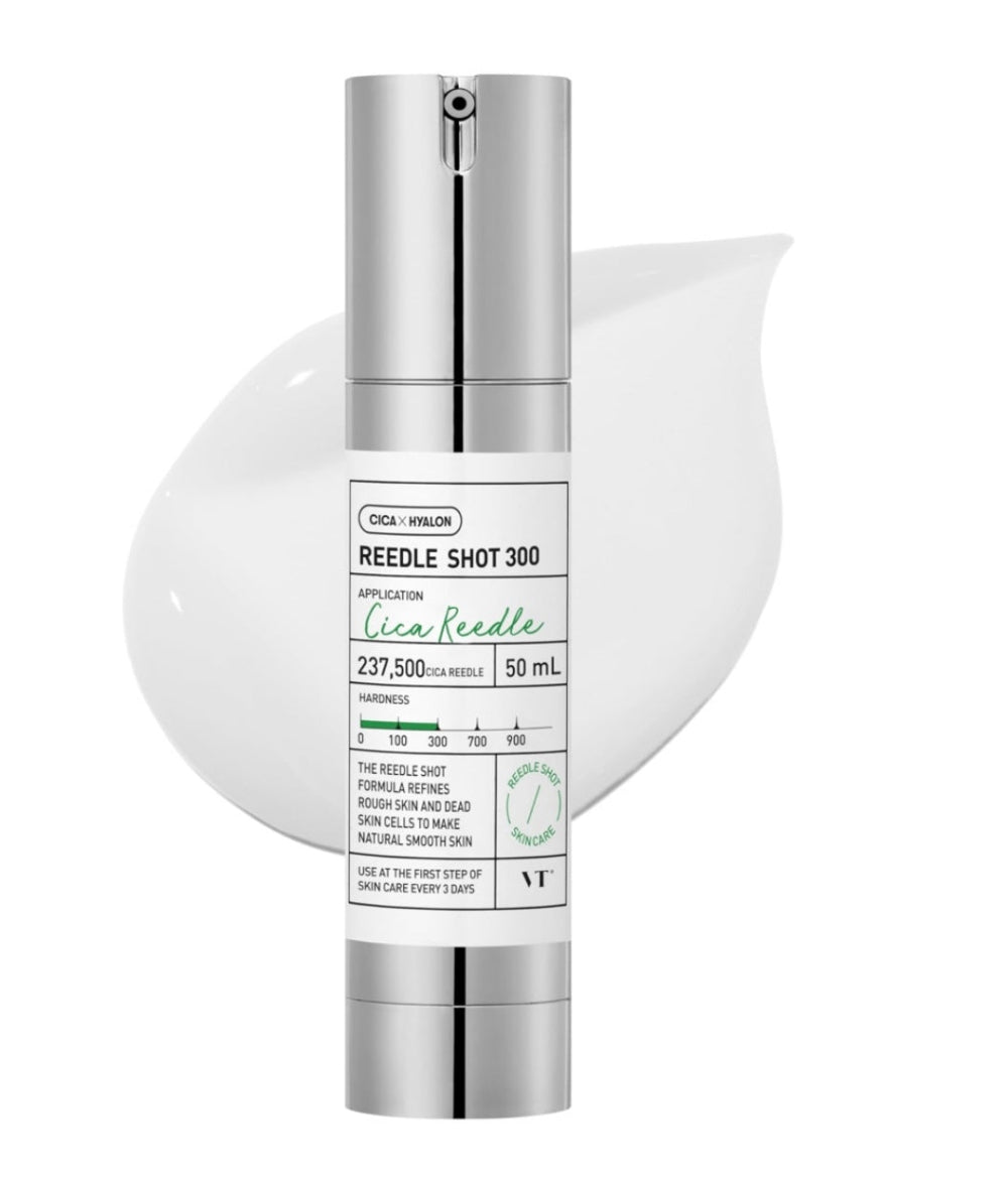 Skincare serum bottle with label on a white background