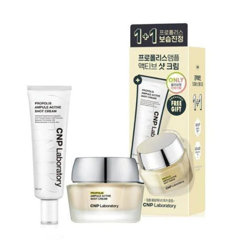 Cnp Laboratory Propolis Ampule Active Shot Special Cream Set 50ml + 50ml - Lili Beauty