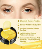 Eye patches with a close-up of eyes and text highlighting benefits.