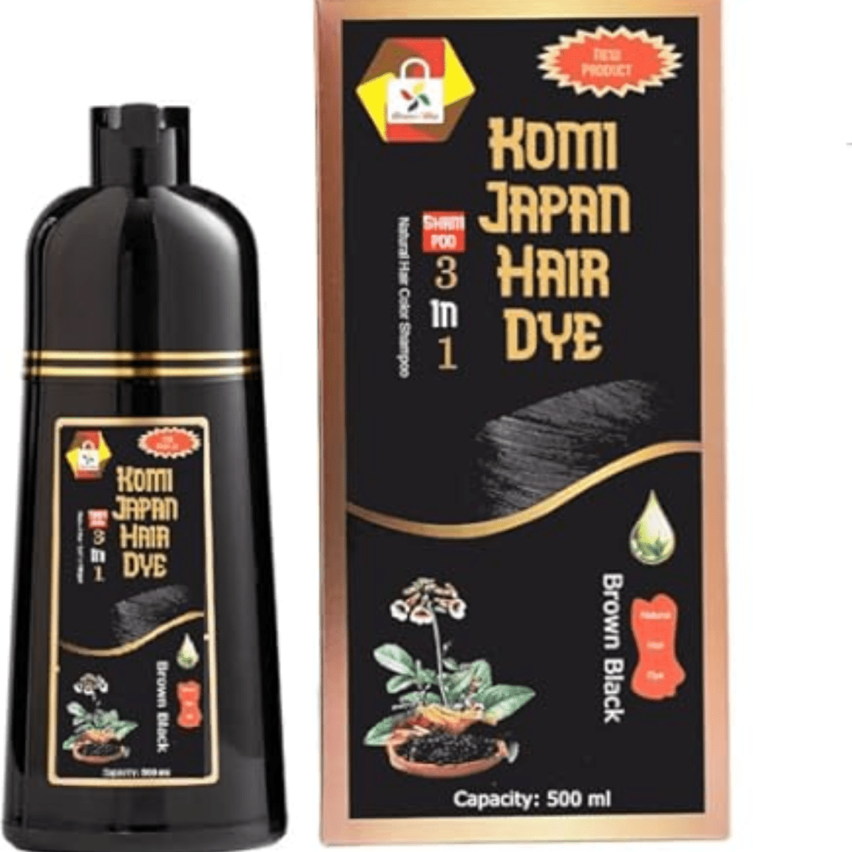 Komi hair dye color shampoo 500ml/Black - Lili Beauty