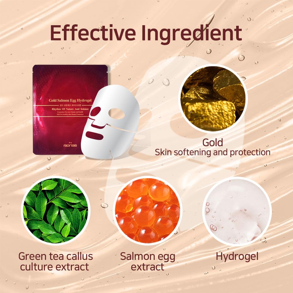 Ronas Gold Salmon Egg Hydrogel Mask 25g x 10ea - Lili Beauty