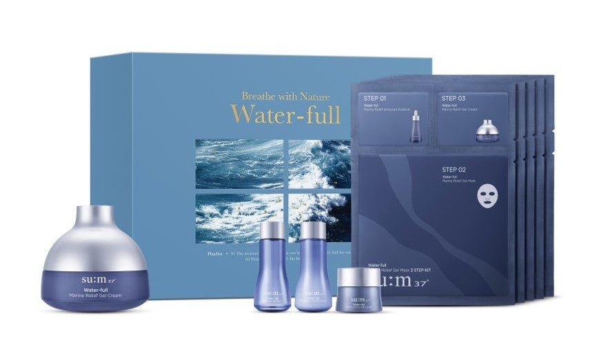 Su:m37 Water - full Marine Relief Gel Cream 120ml + Travel Kit (3 Items) - Lili Beauty