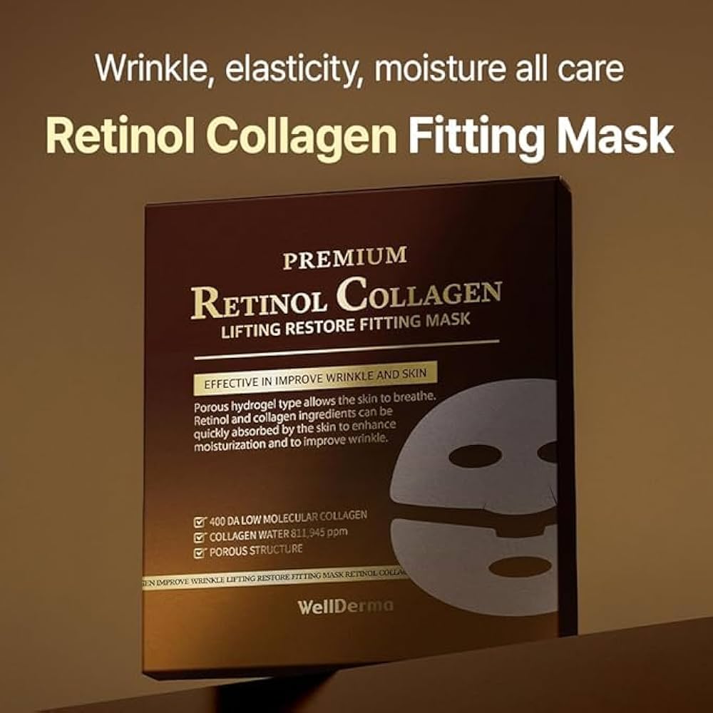 Wellderma Presmium Retinol Collagen Lifting Restore Fitting Mask 25g x 8ea - Lili Beauty